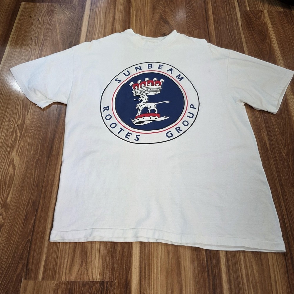 Vintage Sunbeam Rootes Group Shirt Mens Large White Hanes Beefy-T Graphic Tee